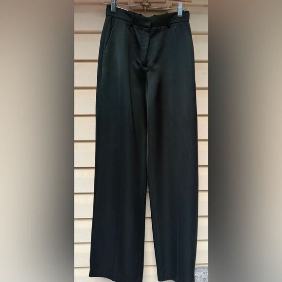 Aritzia Babaton Atelier Sadiki Dark Bottle Green High-Waisted Wide Leg Pants, 0 - Picture 7 of 16